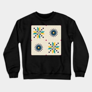 Geometric retro stars in cyan on light gray, seamless pattern Crewneck Sweatshirt